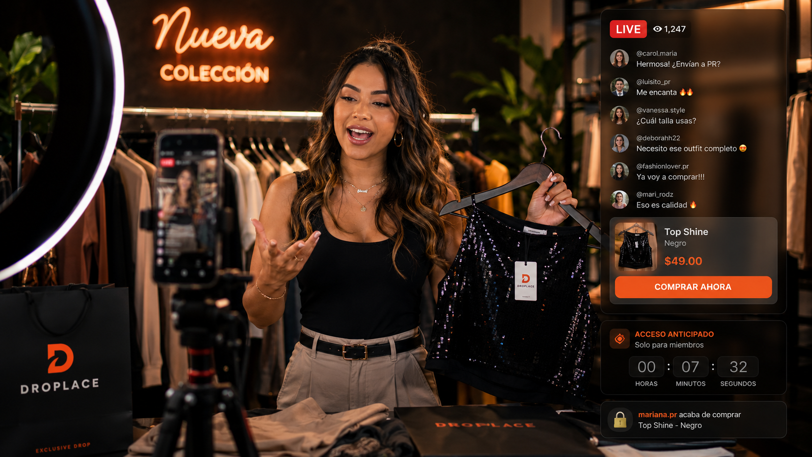 Transmisión de ventas en vivo